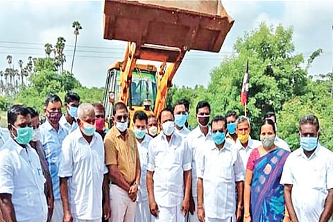 School Education Minister KA Sengottaiyan after laying foundation for welfare projects in Erode