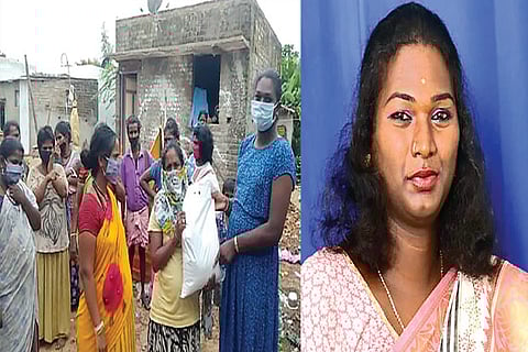 Rakshiga distributing the donations she received from her friends and social circle; Rakshiga Raj