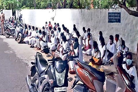 The nurses waiting on the road moments before the incident