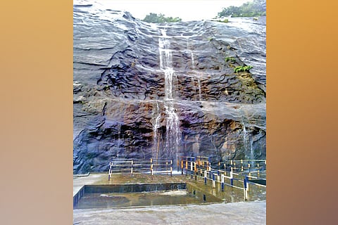 Flow begins in Courtallam falls after rains in kerala