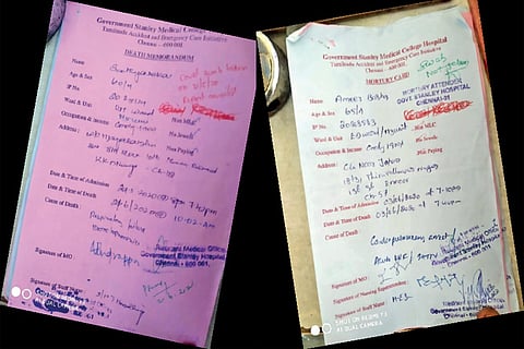 Chennai Corporation showed a far higher death count than the numbers shared by Health Dept