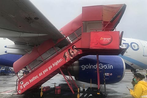 IndiGo aircraft parked at Mumbai airport hit by step ladder amid strong winds