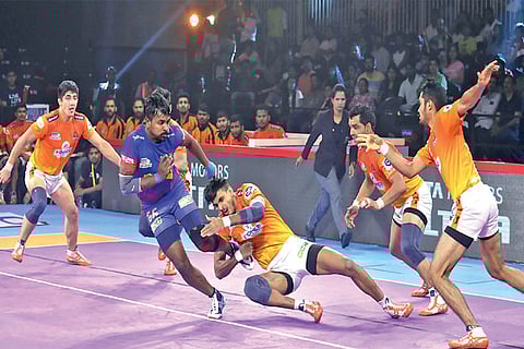 Chandran Ranjit (in blue) has been a regular in PKL for the last three years