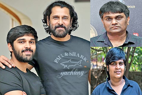 Vikram and Dhruv; Lalit Kumar, director Karthik Subbaraj