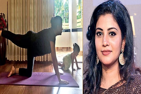 Sshivada practising yoga; Sshivada Nair