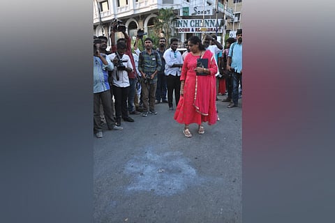 Two men on a bike hurled country bomb at Anna Salai on Tuesday