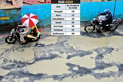 Potholes filled with water after a spell of rain (file picture)