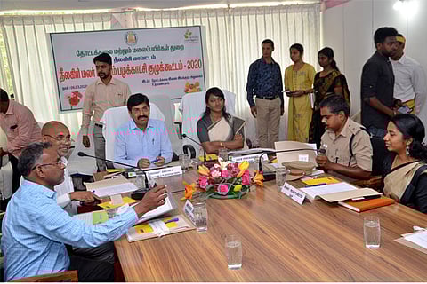 Horticulture Director Subbaiah explains the details of the Ooty Flower Show on Friday