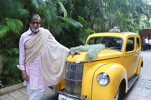 'Speechless' Big B poses with new vintage car