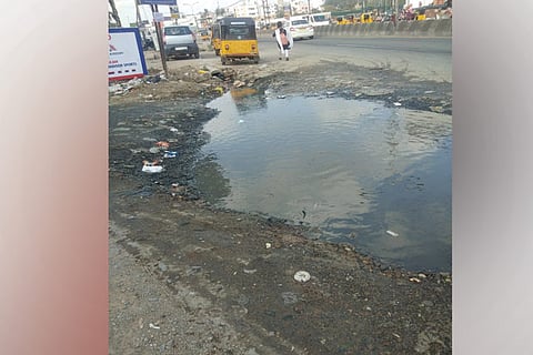 An open sewer off the Tambaram-Velachery main road