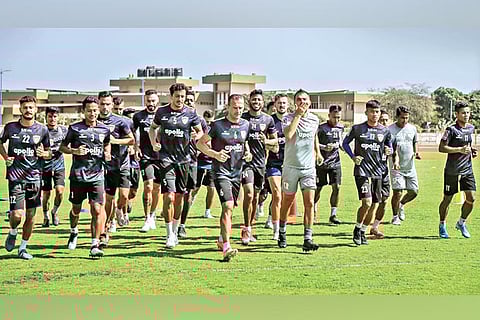 Chennaiyin FC players train ahead of the ISL final against ATK