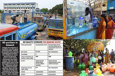 Metro Water mixes chlorine to prevent diseases by killing microbes; bubble top water can units ration out
