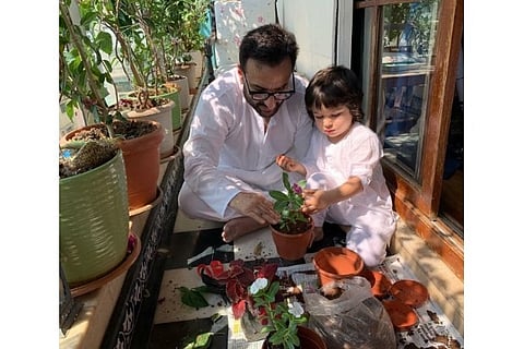 Saif busy gardening with son Taimur on 'Janata curfew'