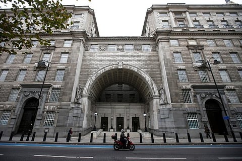 Thames House, the headquarters of the British Security Service (MI5), London
