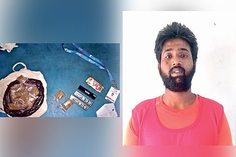 Police seized 20 sachets of ganja from Gunasekaran