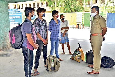 Police conduct an enquiry with the family members in Erode on Sunday