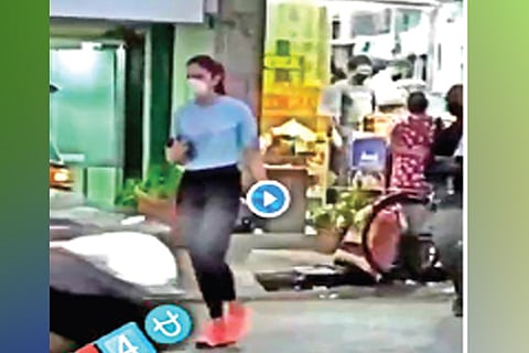 Rakul walking out of pharmacy