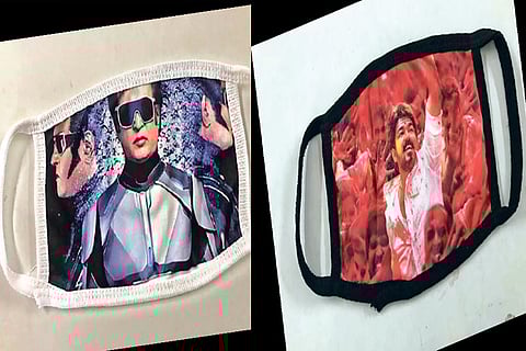 Masks showing Rajinikanth and Vijay