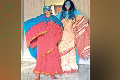 Deepthi with her grandmother