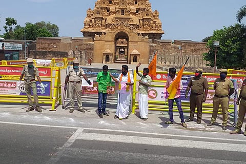 Hindu Munnani protests in TN demanding reopening of temples