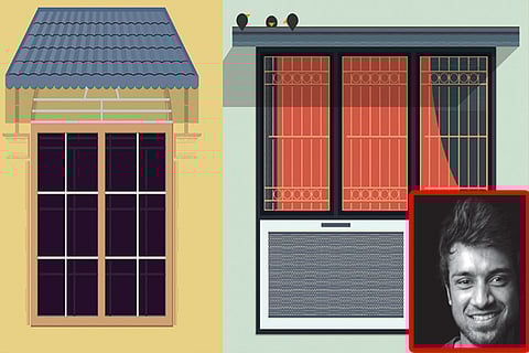 Sunil?s illustration of windows in Broadway and Anna Nagar; Sunil