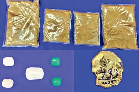 Gold sachets seized by the Customs officials at city airport