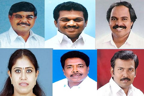 DMK MLAs Austin, Suresh Rajan, Mano Thangaraj; Cong MLAs Vijayadharani, Prince, Rajesh Kumar
