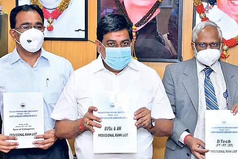 Animal Husbandry Minister Udumalai K Radhakrishnan releasing rank list on Wednesday