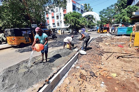 Works under progress in Kalvi Varu Street