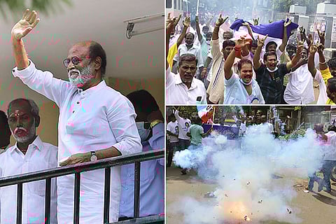 Fans euphoric as Rajinikanth greets supporters after meeting with his party leaders