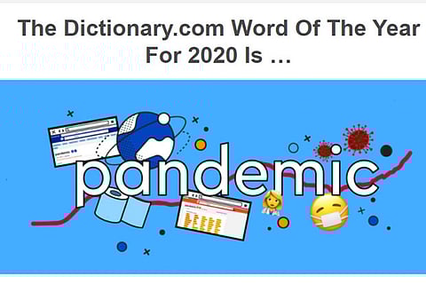 Dictionary.com picks 'pandemic' as its 2020 word of the year