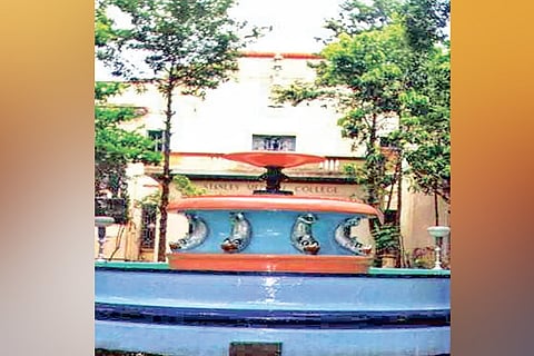 An old photo of the fountain of love, youth, and knowledge