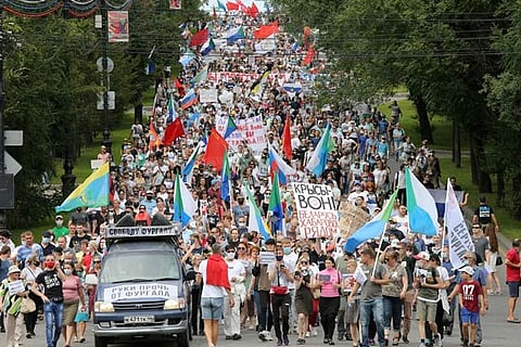 Police crack down on marathon anti-Kremlin protest in Russia's Far East