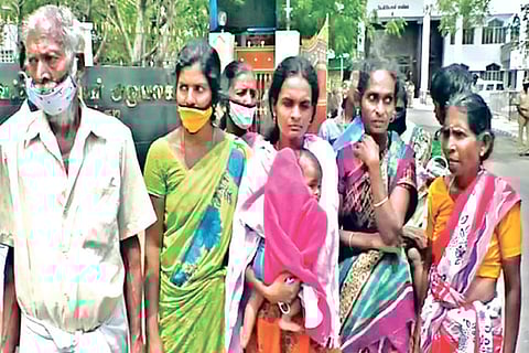 Relatives of trader Selvan presenting their grievance on Monday