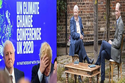 David Attenborough, pictured next to UK PM, helped launch the UN Climate Summit; Britain's Prince