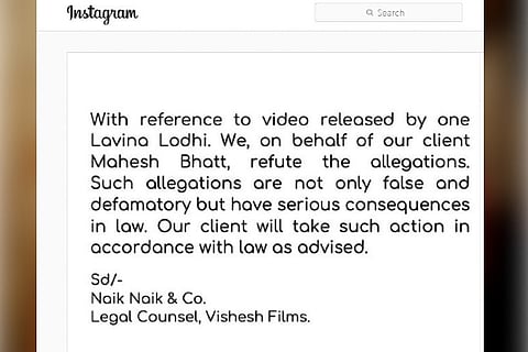 Mahesh Bhatt to take legal action against Luviena Lodh over video alleging harrassment