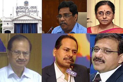 (Top) K Shanmugam; Girija Vaidyanathan (From left to right) Prabhakar, Hans Raj Verma, Atulya Misra