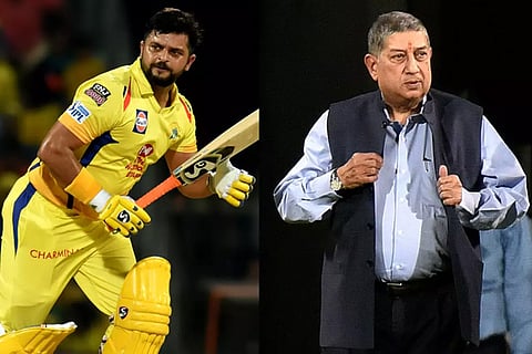 Suresh Raina and Chennai Super Kings owner N Srinivasan