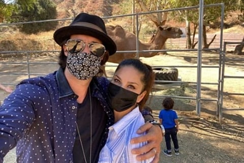 Sunny Leone's day out at an animal reserve with kids and hubby