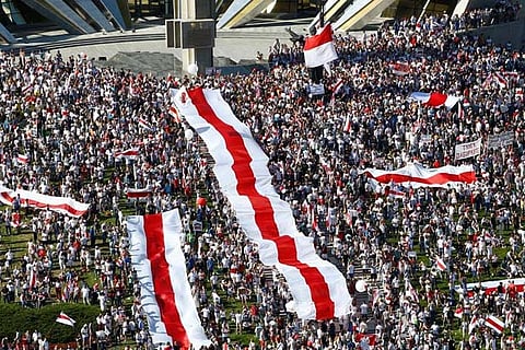 100,000 march in Minsk to demand Belarus leader resigns