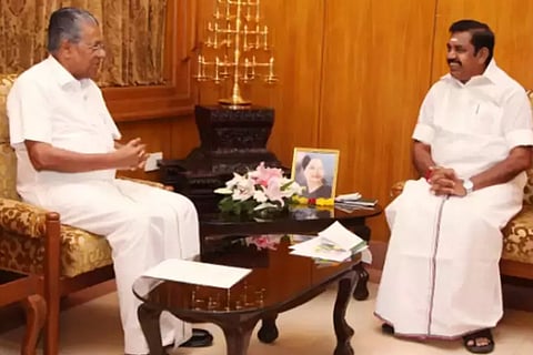 Kerala chief minister Pinarayi Vijayan and Tamil Nadu Chief Minister Edappadi K Palaniswami