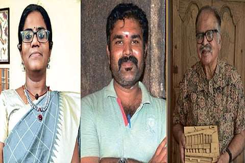 Vidhya Lakshmi Rajasekar; Manohar Devadoss with 2D models