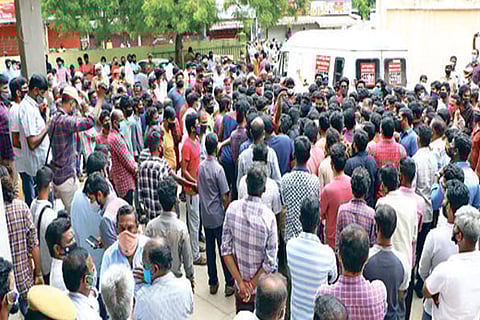 Crowd in front of CMCH