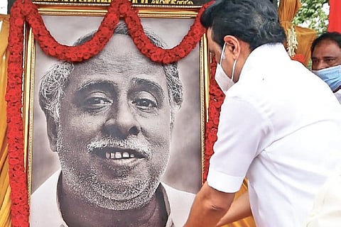 DMK Chief MK Stalin pays floral tribute to Anna on his 112th birth anniversary