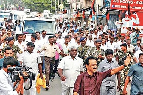 File picture of Stalin?s ?namakku naamey? campaign