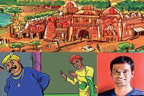 Pictures from the book Veerasena?s Four Ministers; Santhosh