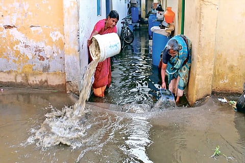 Flood water being drained out from houses in Coimbatore