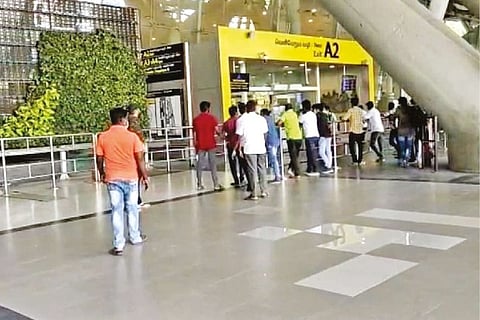 People waiting at the arrival gate of Chennai airport on Thursday