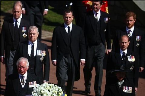 Image source: Reuters; Prince Harry and William at Prince Philips' funeral