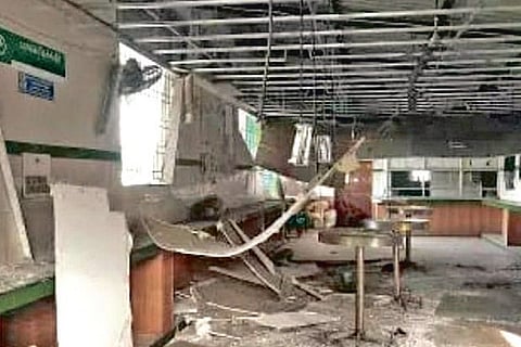 Collapsed ceiling of the canteen in Kancheepuram.